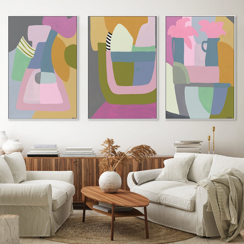 wall-art-print-canvas-poster-framed-Dreamy Contours, Style A, B & C, Set Of 3 , By Belinda Stone-GIOIA-WALL-ART