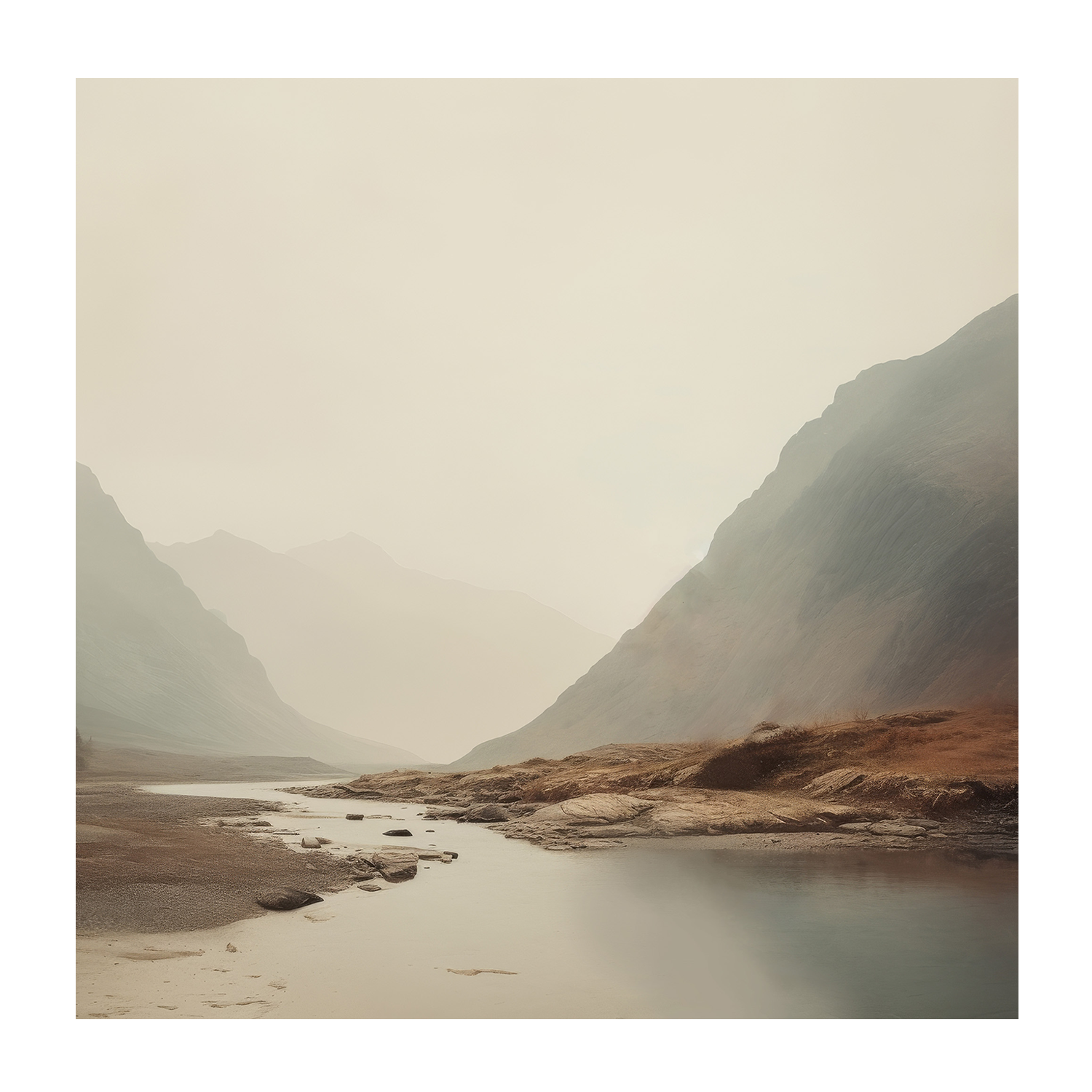 wall-art-print-canvas-poster-framed-Dreamy Mountain Mirage, Style A & B, Set Of 2-8