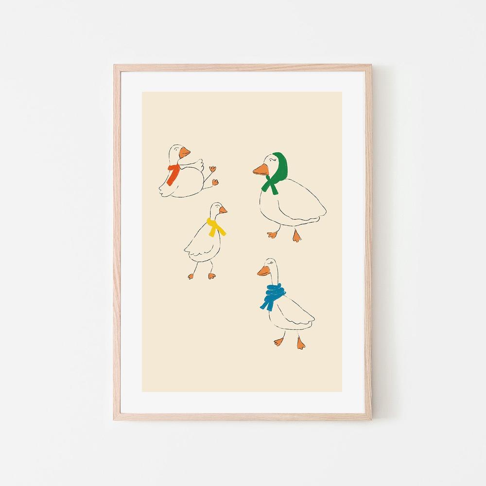 wall-art-print-canvas-poster-framed-Ducks Adorned in Colorful Scarves-6