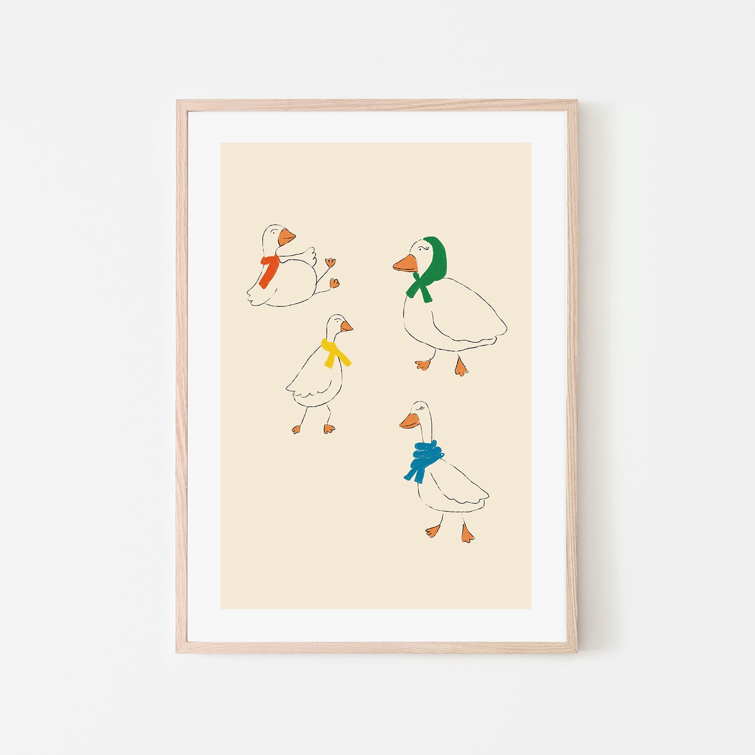 wall-art-print-canvas-poster-framed-Ducks Adorned in Colorful Scarves-6