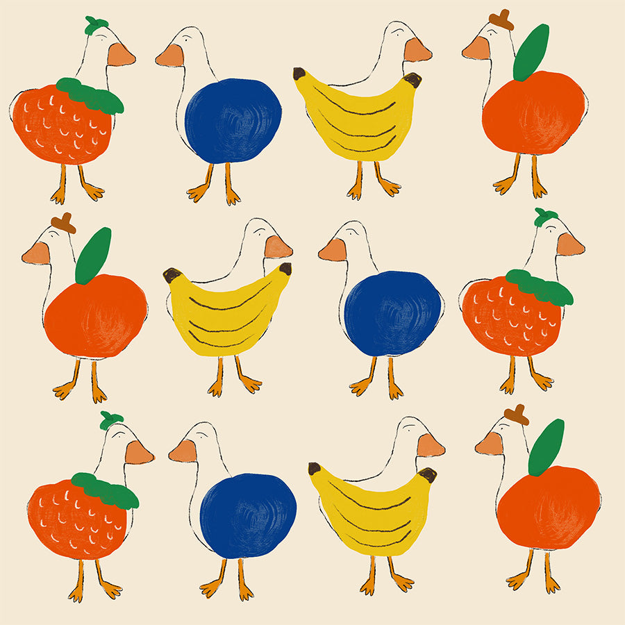 wall-art-print-canvas-poster-framed-Ducks and Fruits Patterns-1