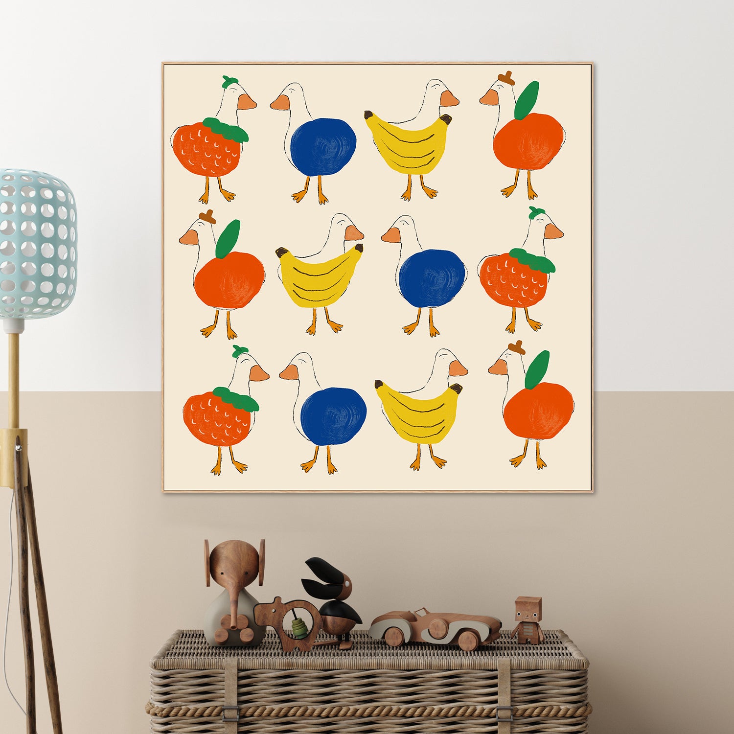 wall-art-print-canvas-poster-framed-Ducks and Fruits Patterns-2