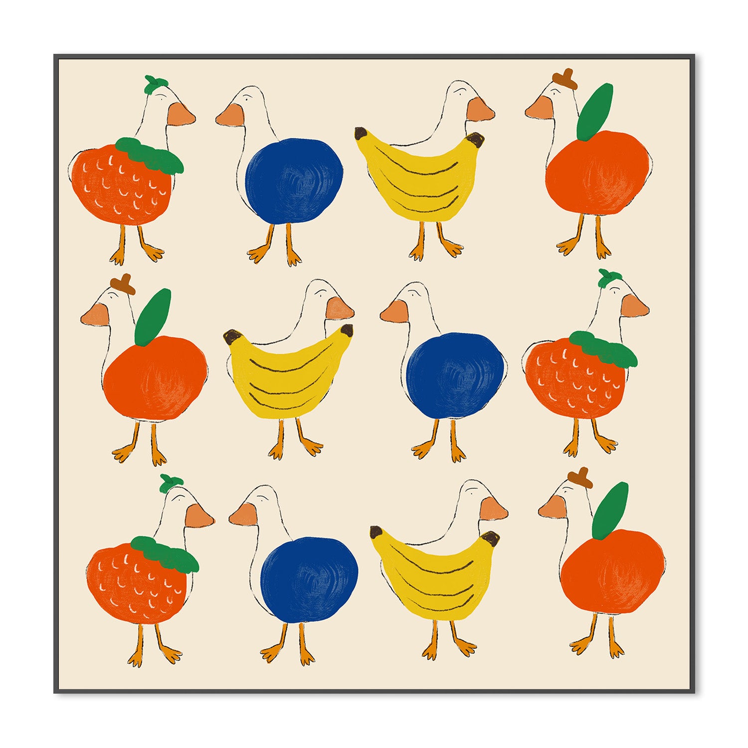 wall-art-print-canvas-poster-framed-Ducks and Fruits Patterns-3