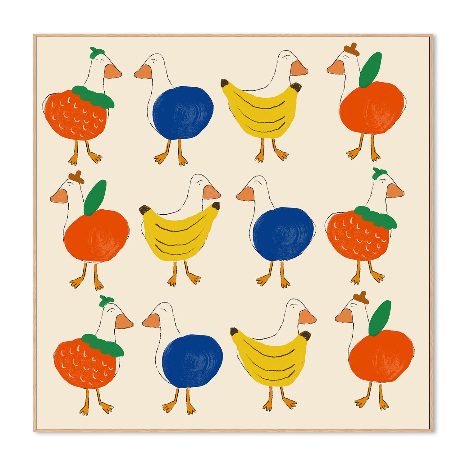 wall-art-print-canvas-poster-framed-Ducks and Fruits Patterns-4