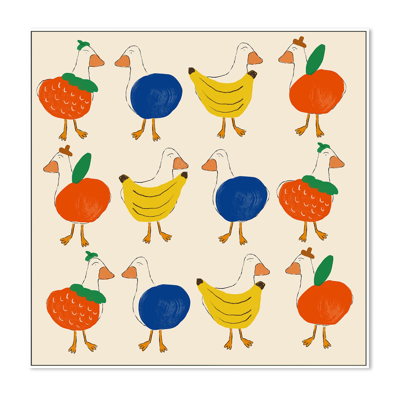 wall-art-print-canvas-poster-framed-Ducks and Fruits Patterns-5