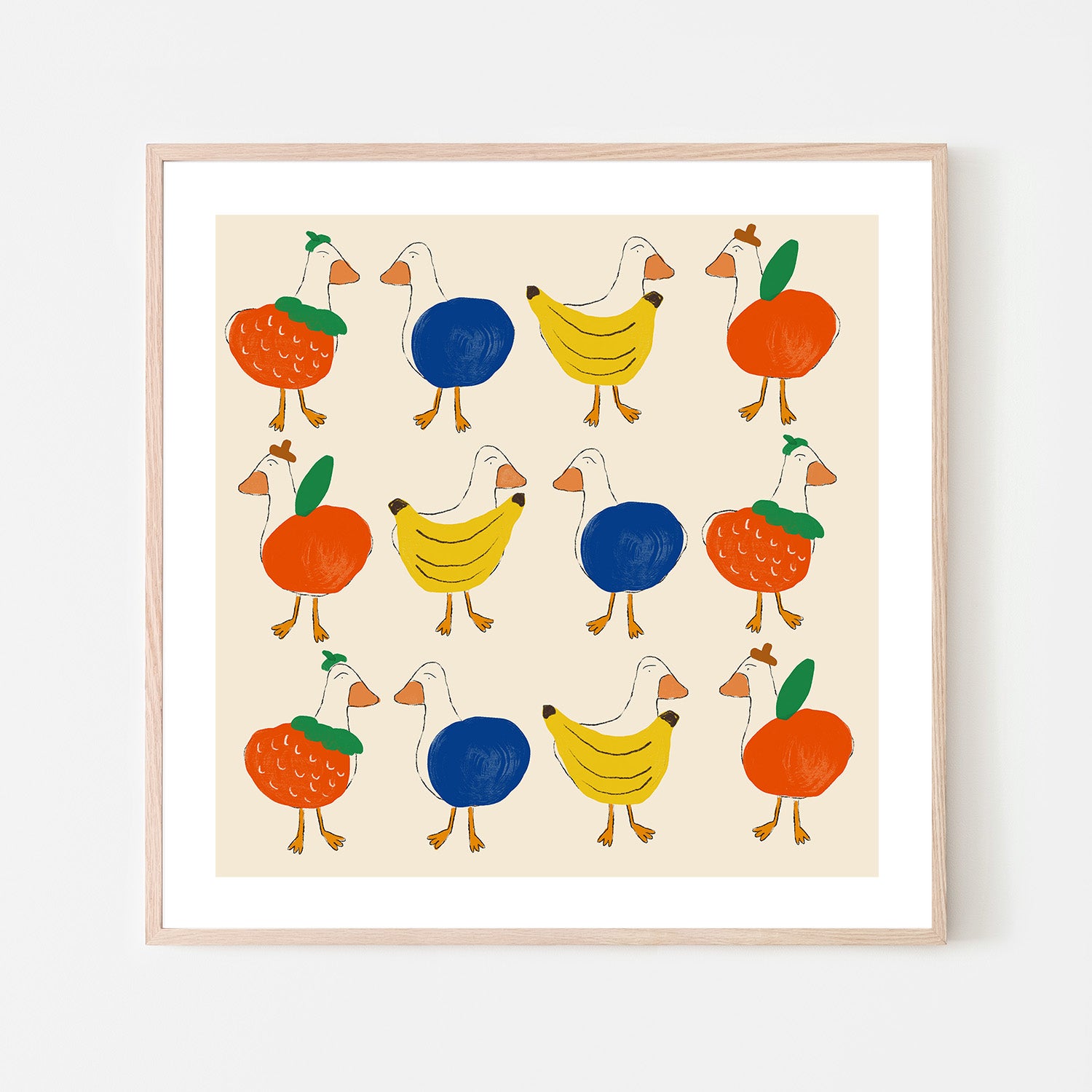 wall-art-print-canvas-poster-framed-Ducks and Fruits Patterns-6