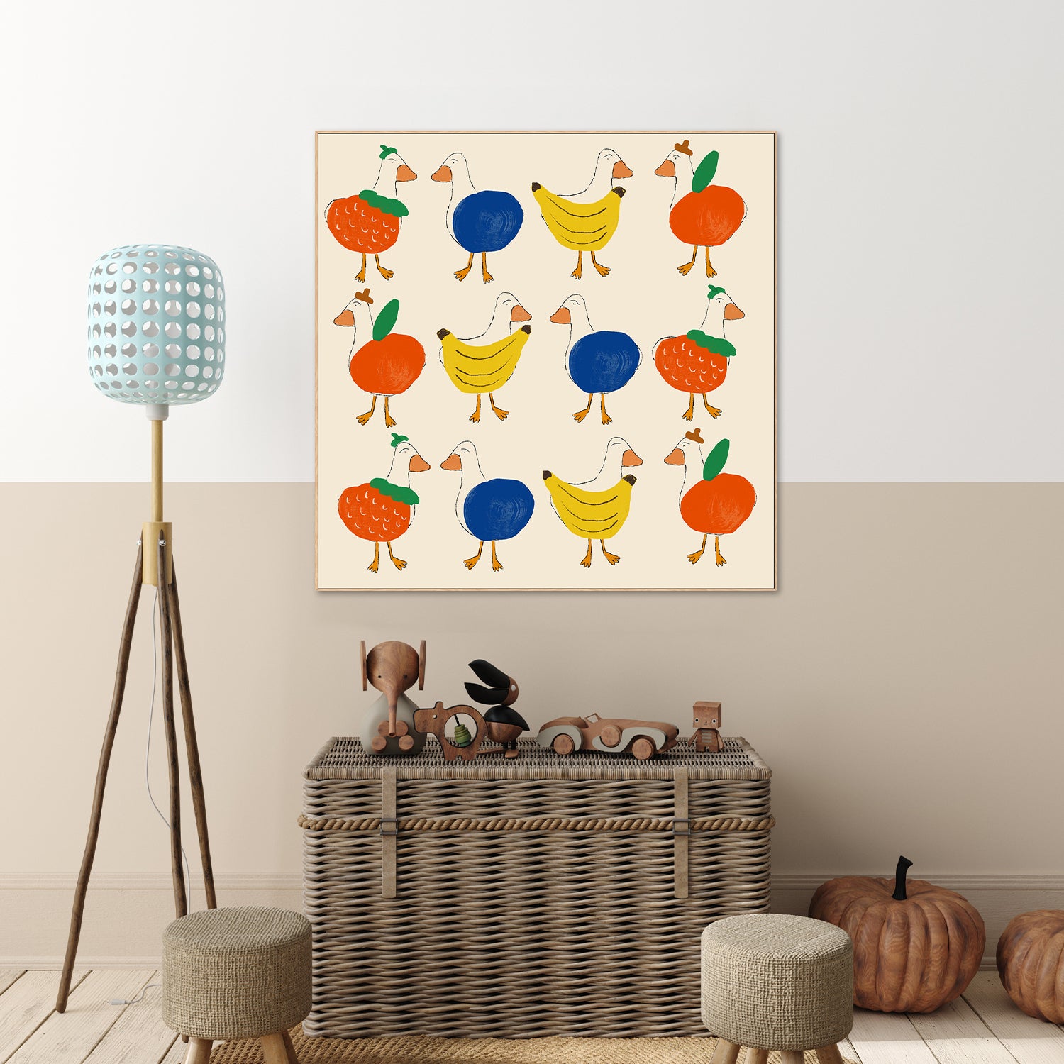 wall-art-print-canvas-poster-framed-Ducks and Fruits Patterns-7