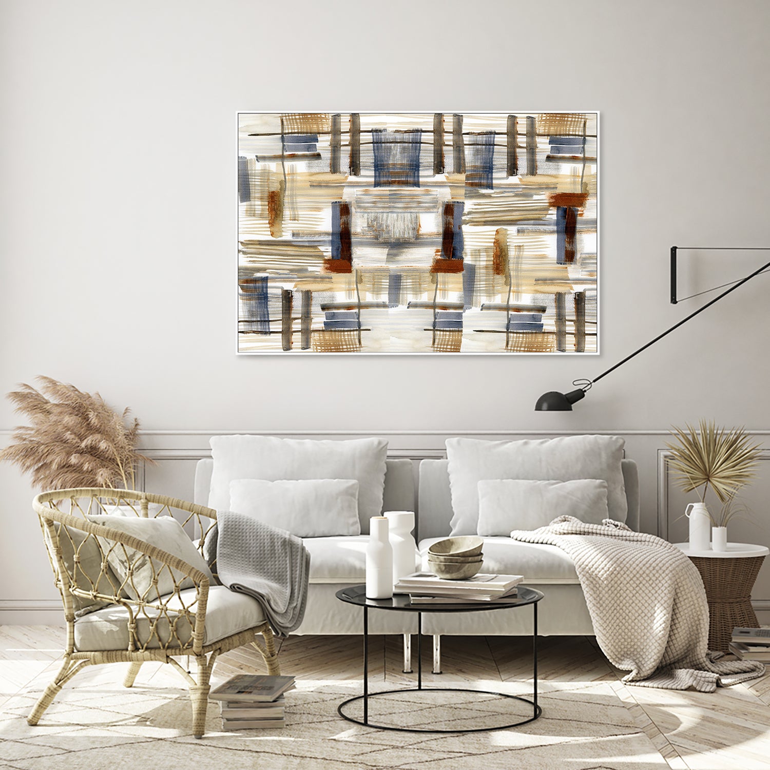 wall-art-print-canvas-poster-framed-Earthtone Shapes, Style A-7