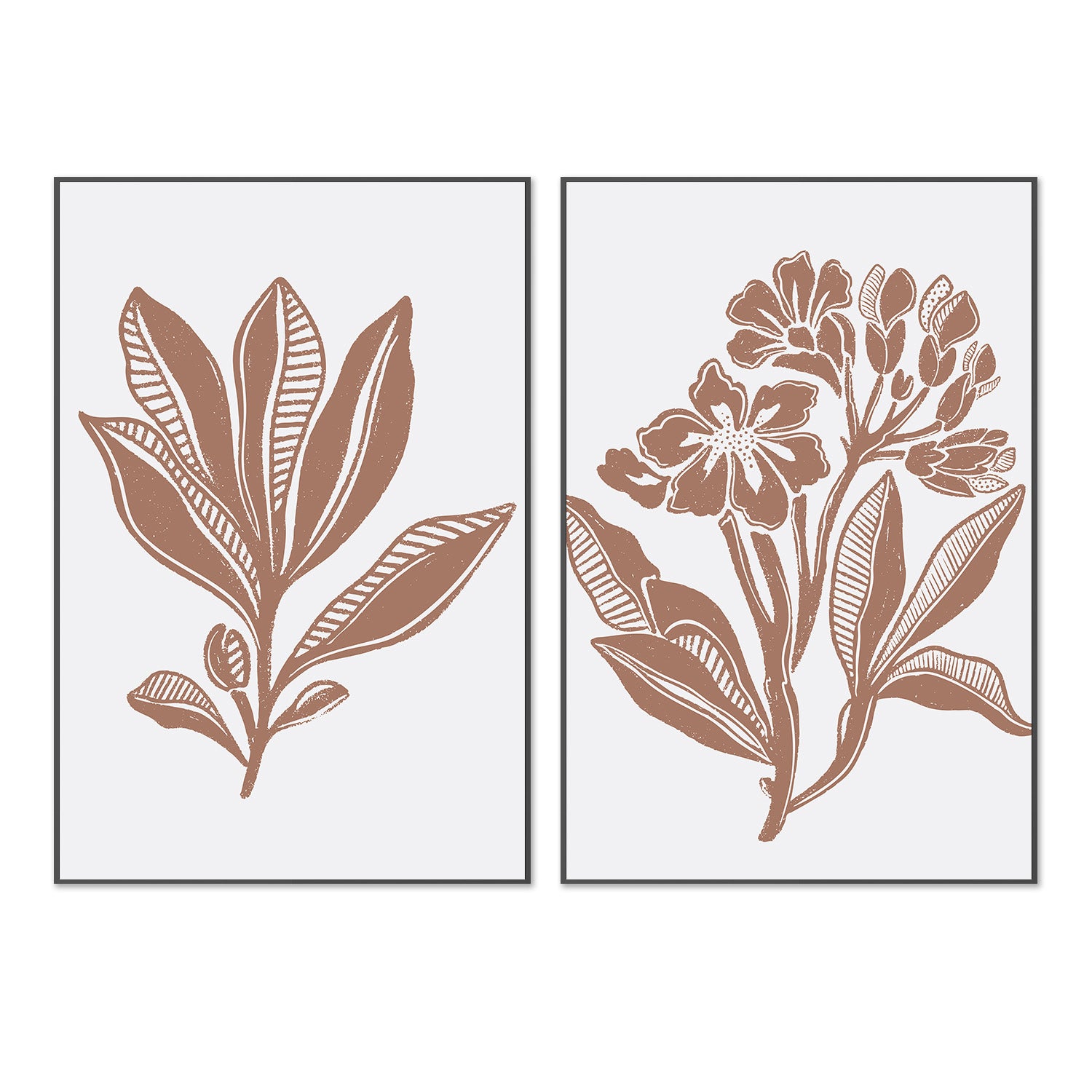 wall-art-print-canvas-poster-framed-Earthy Florals & Earthy Foliage, Set Of 2 , By Nikita Jariwala-3