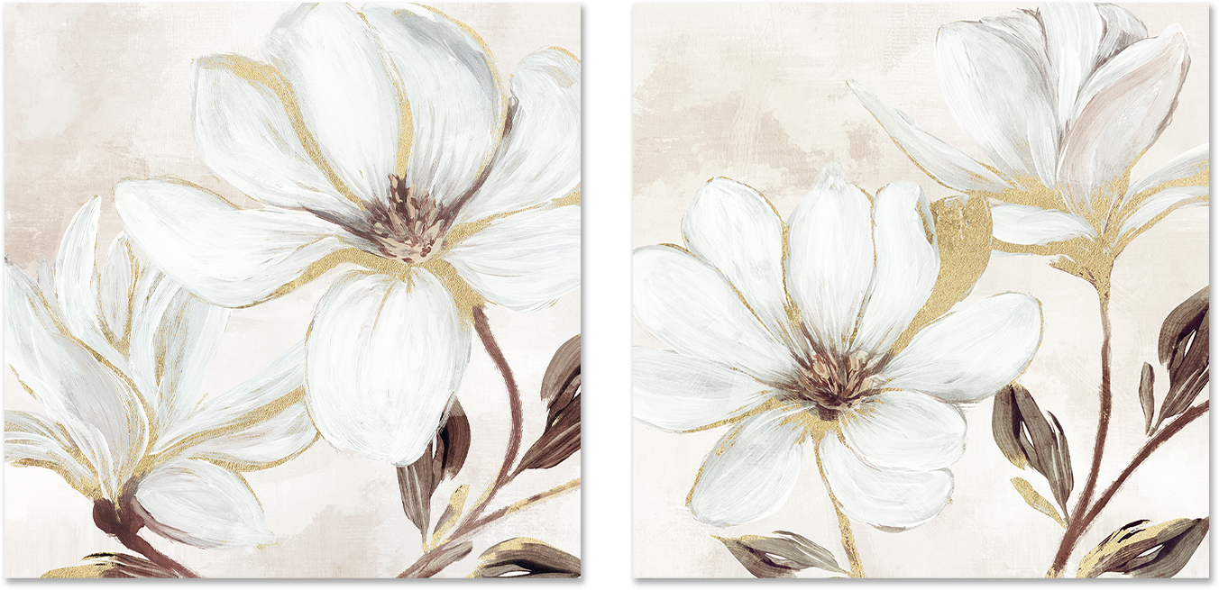 wall-art-print-canvas-poster-framed-Elegant Magnolia, Style A & B, Set of 2 , By Nina Blue-1