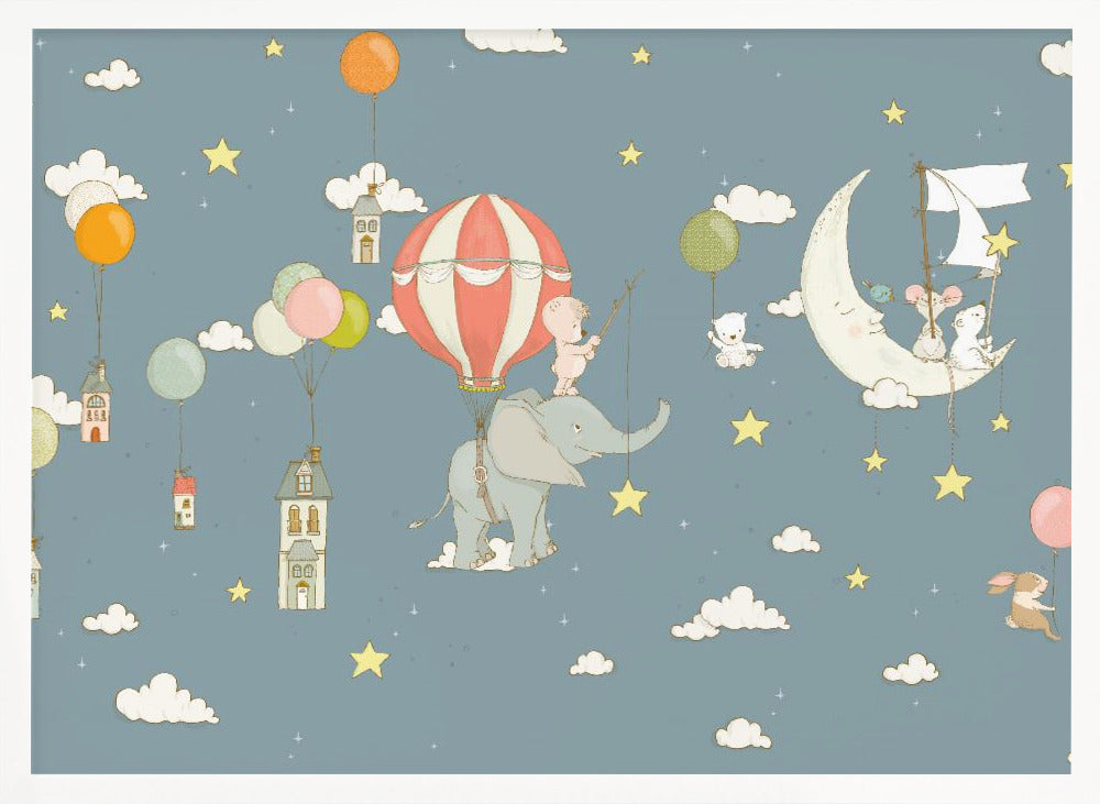 wall-art-print-canvas-poster-framed-Elephant Dream Night Blue , By Sue Skellern-5
