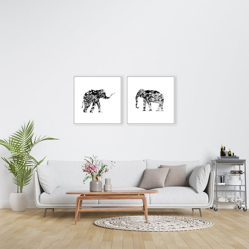 wall-art-print-canvas-poster-framed-Elephant Tree, Set Of 2-by-Danushka Abeygoda-Gioia Wall Art