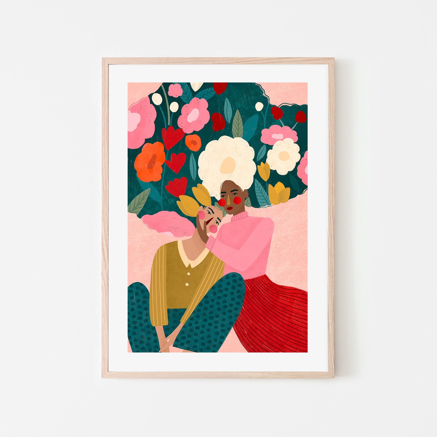 wall-art-print-canvas-poster-framed-Embracing Couple In Floral Embrace-6