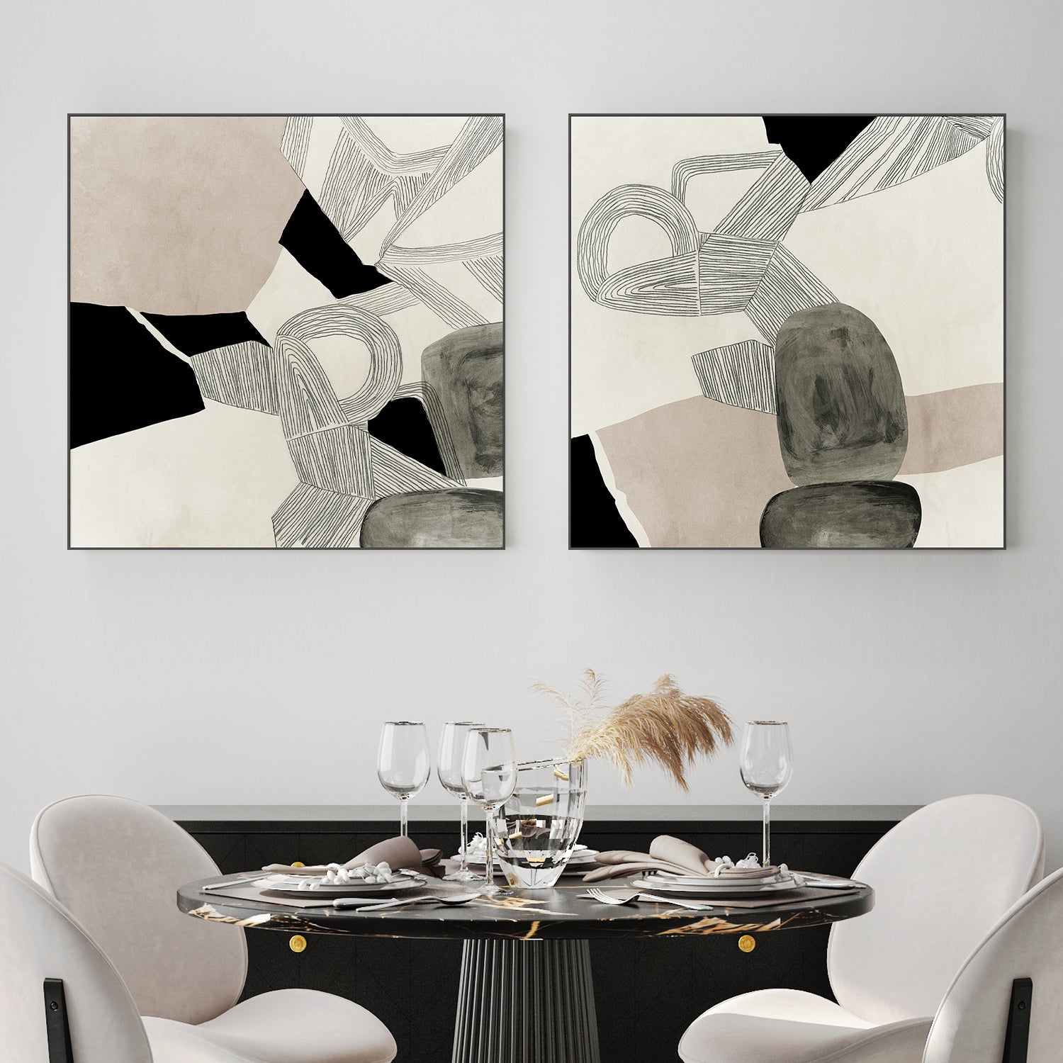 wall-art-print-canvas-poster-framed-Entangled, Style A & B, Set Of 2 , By Tom Reeves-2