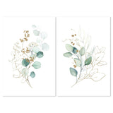 wall-art-print-canvas-poster-framed-Eucalyptus Leaves With Golden Twigs, Set Of 2, Style A-by-Gioia Wall Art-Gioia Wall Art