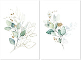 wall-art-print-canvas-poster-framed-Eucalyptus Leaves With Golden Twigs, Set Of 2, Style B-by-Gioia Wall Art-Gioia Wall Art