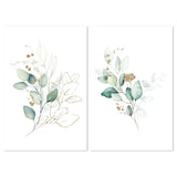 wall-art-print-canvas-poster-framed-Eucalyptus Leaves With Golden Twigs, Set Of 2, Style B-by-Gioia Wall Art-Gioia Wall Art