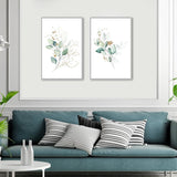 wall-art-print-canvas-poster-framed-Eucalyptus Leaves With Golden Twigs, Set Of 2, Style B-by-Gioia Wall Art-Gioia Wall Art
