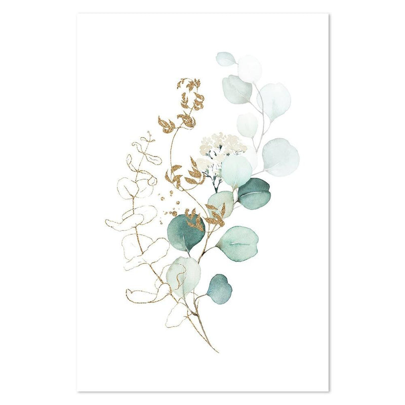 wall-art-print-canvas-poster-framed-Eucalyptus Leaves With Golden Twigs, Style A-by-Gioia Wall Art-Gioia Wall Art