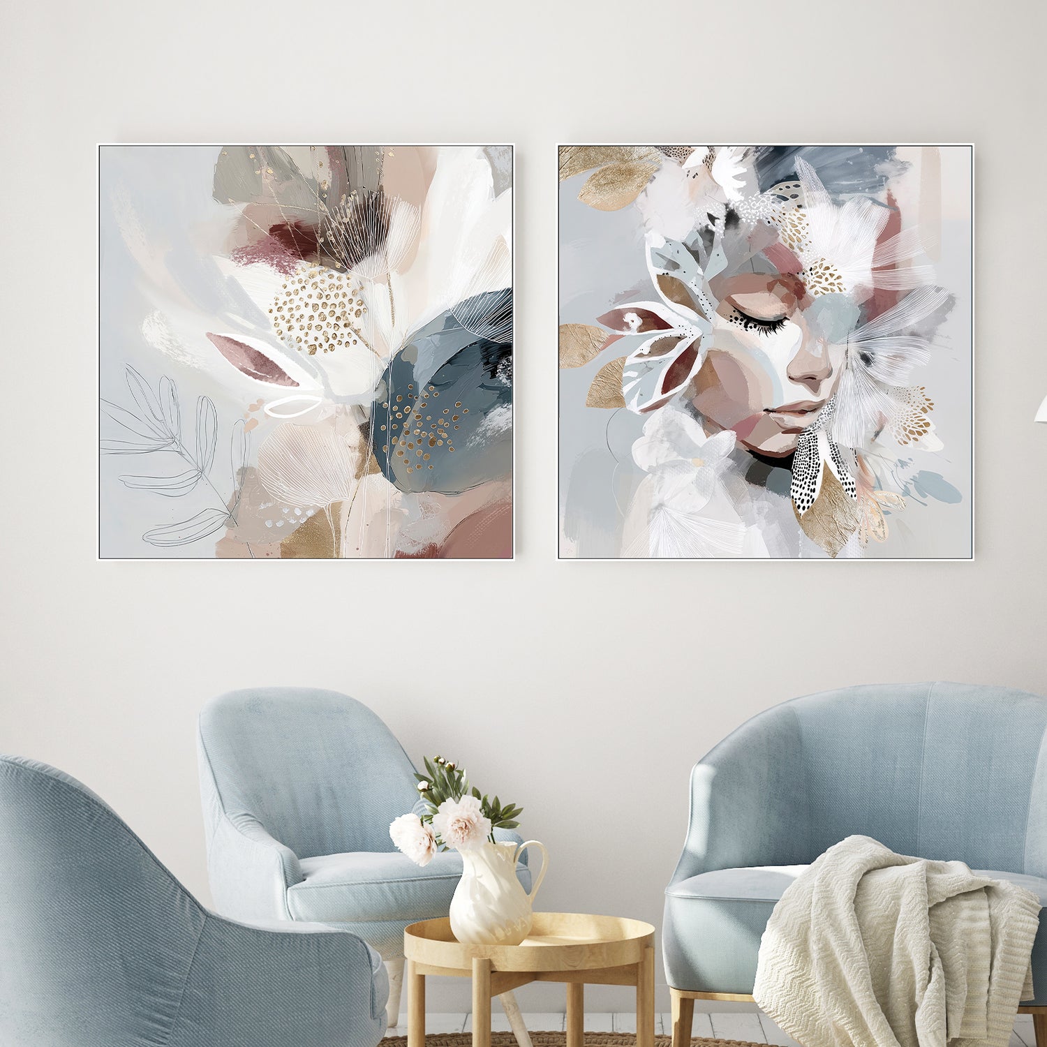 wall-art-print-canvas-poster-framed-EvieBelle, Left And Right, Set Of 2-2