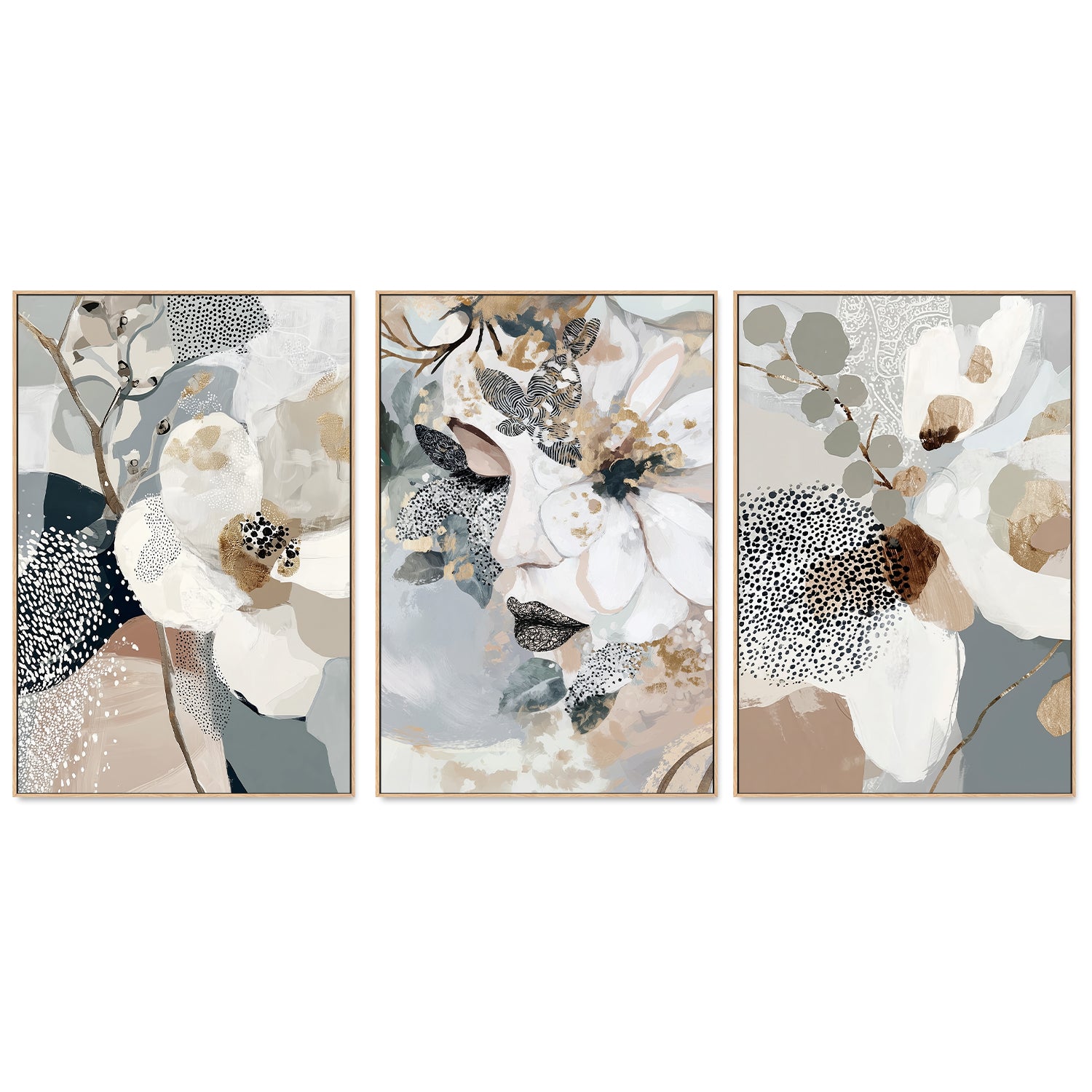 wall-art-print-canvas-poster-framed-Fae, Style A, B & C, Set Of 3-4