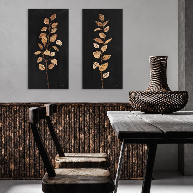 wall-art-print-canvas-poster-framed-Farm Branch on Black, Set of 2-by-Silvia Vassileva-Gioia Wall Art
