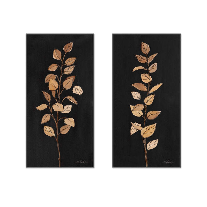 wall-art-print-canvas-poster-framed-Farm Branch on Black, Set of 2-by-Silvia Vassileva-Gioia Wall Art