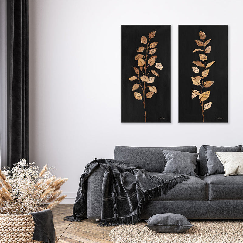 wall-art-print-canvas-poster-framed-Farm Branch on Black, Set of 2-by-Silvia Vassileva-Gioia Wall Art