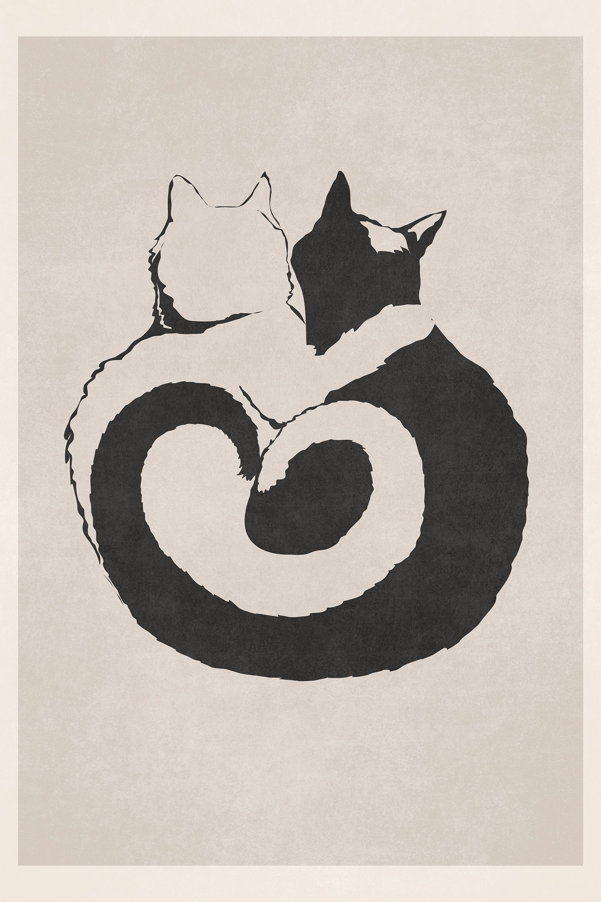 wall-art-print-canvas-poster-framed-Feline Yin Yang-1