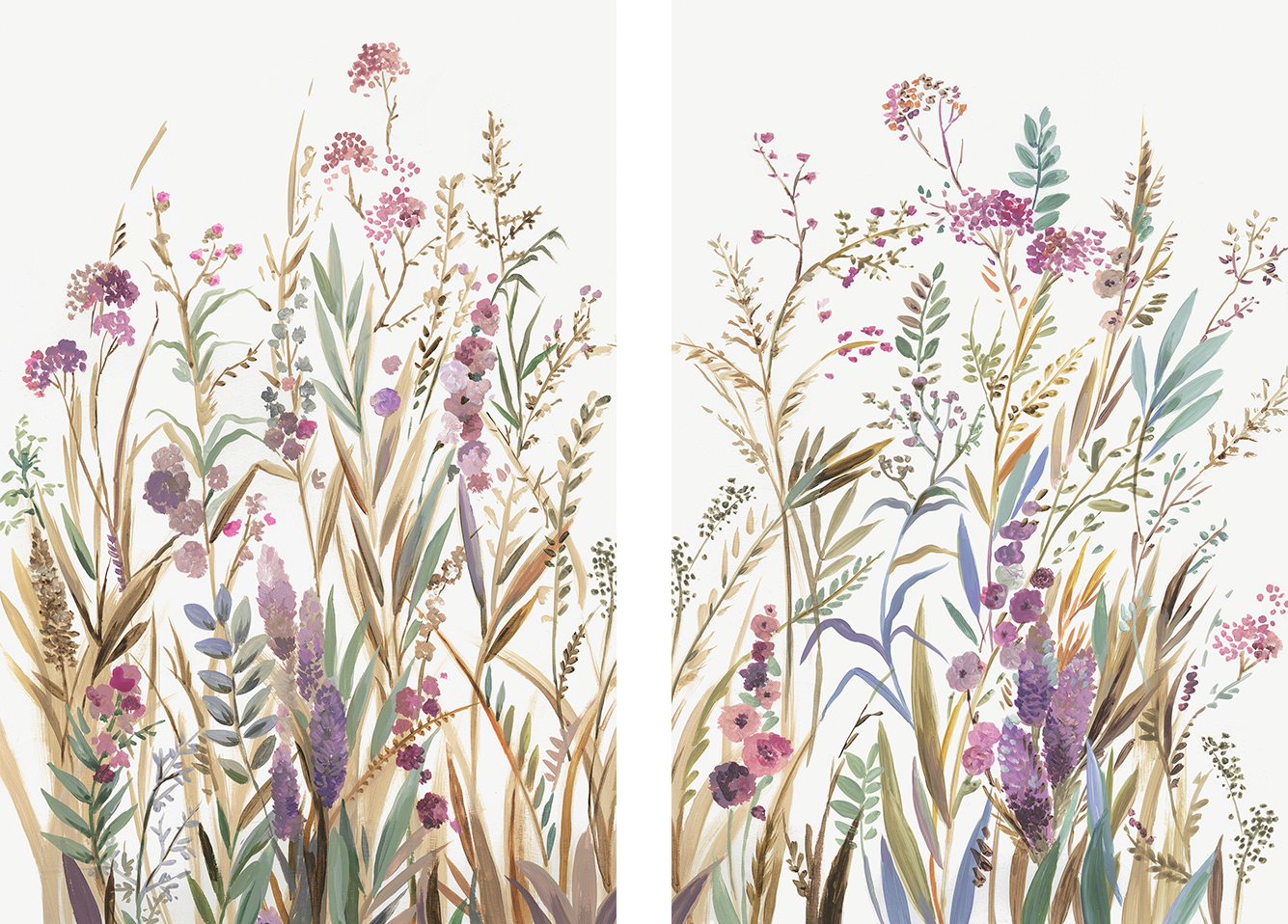 wall-art-print-canvas-poster-framed-Fields Of Wild Pink, Style A & B, Set Of 2 , By Asia Jensen-1