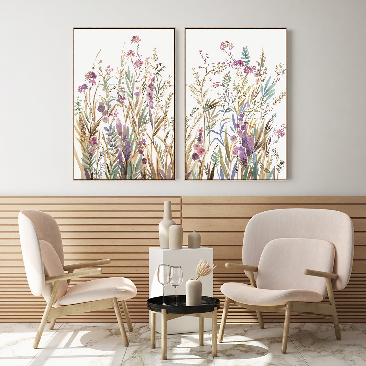 wall-art-print-canvas-poster-framed-Fields Of Wild Pink, Style A & B, Set Of 2 , By Asia Jensen-7