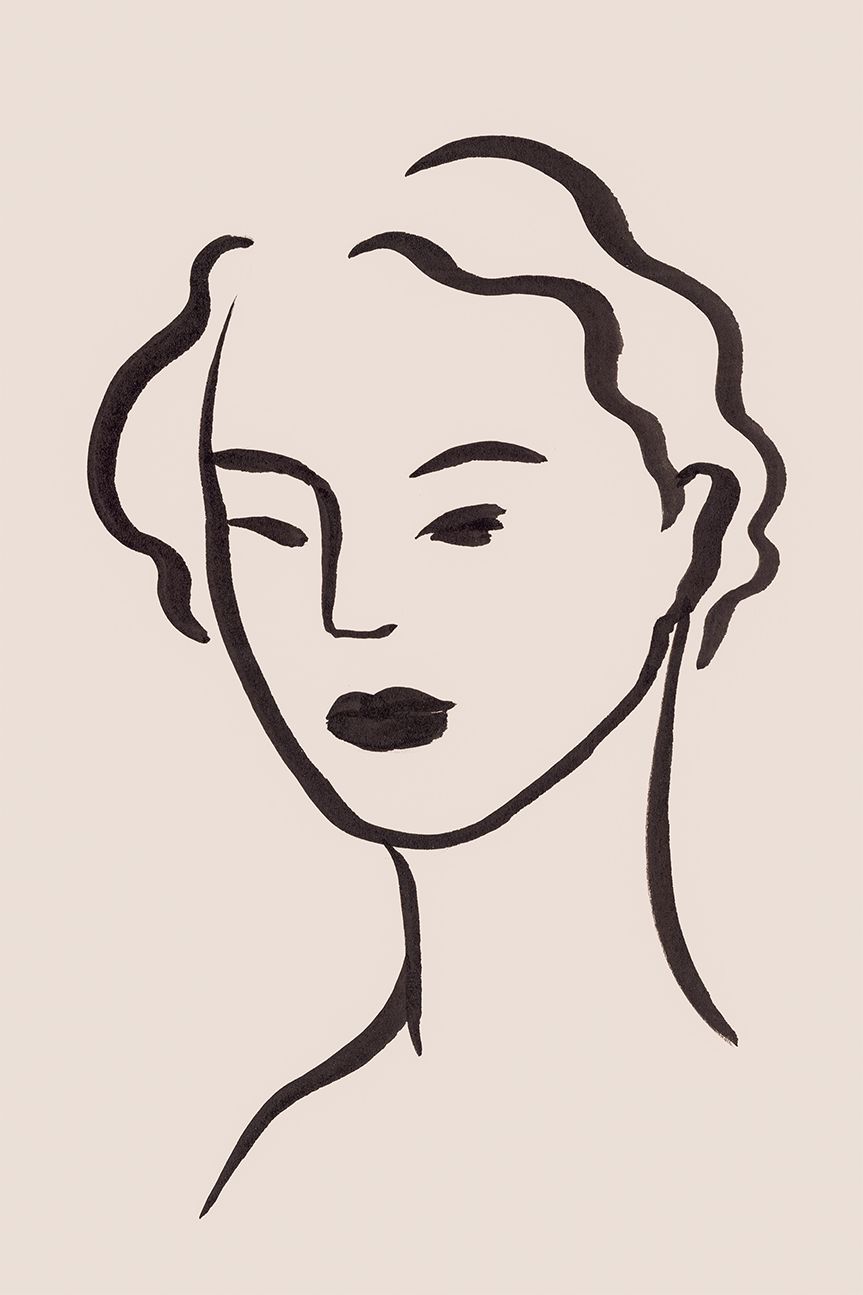 wall-art-print-canvas-poster-framed-Figurative Face Brown, Style A-1