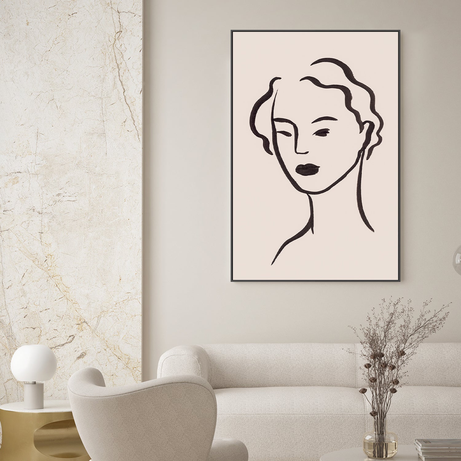 wall-art-print-canvas-poster-framed-Figurative Face Brown, Style A-2