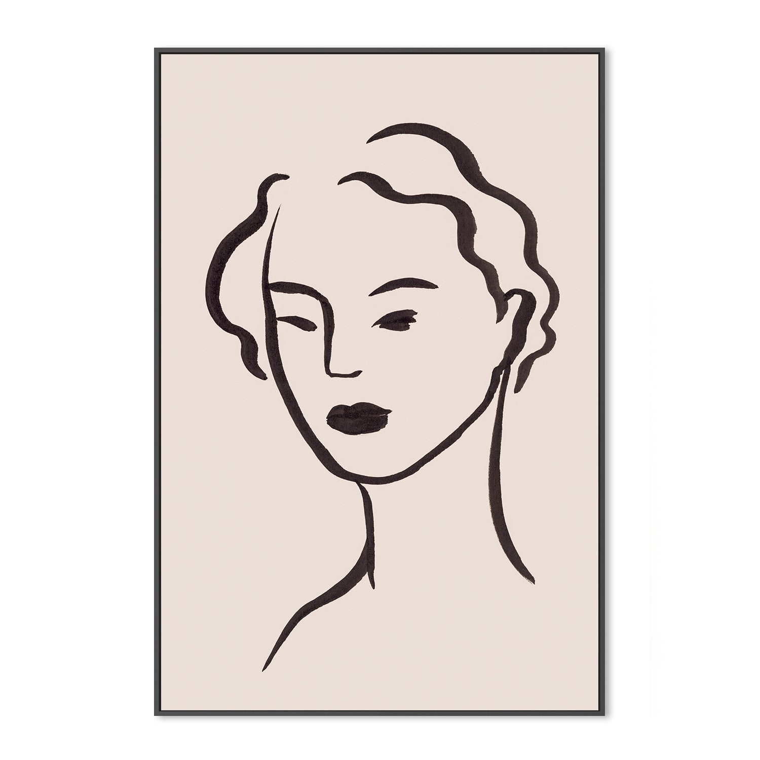 wall-art-print-canvas-poster-framed-Figurative Face Brown, Style A-3