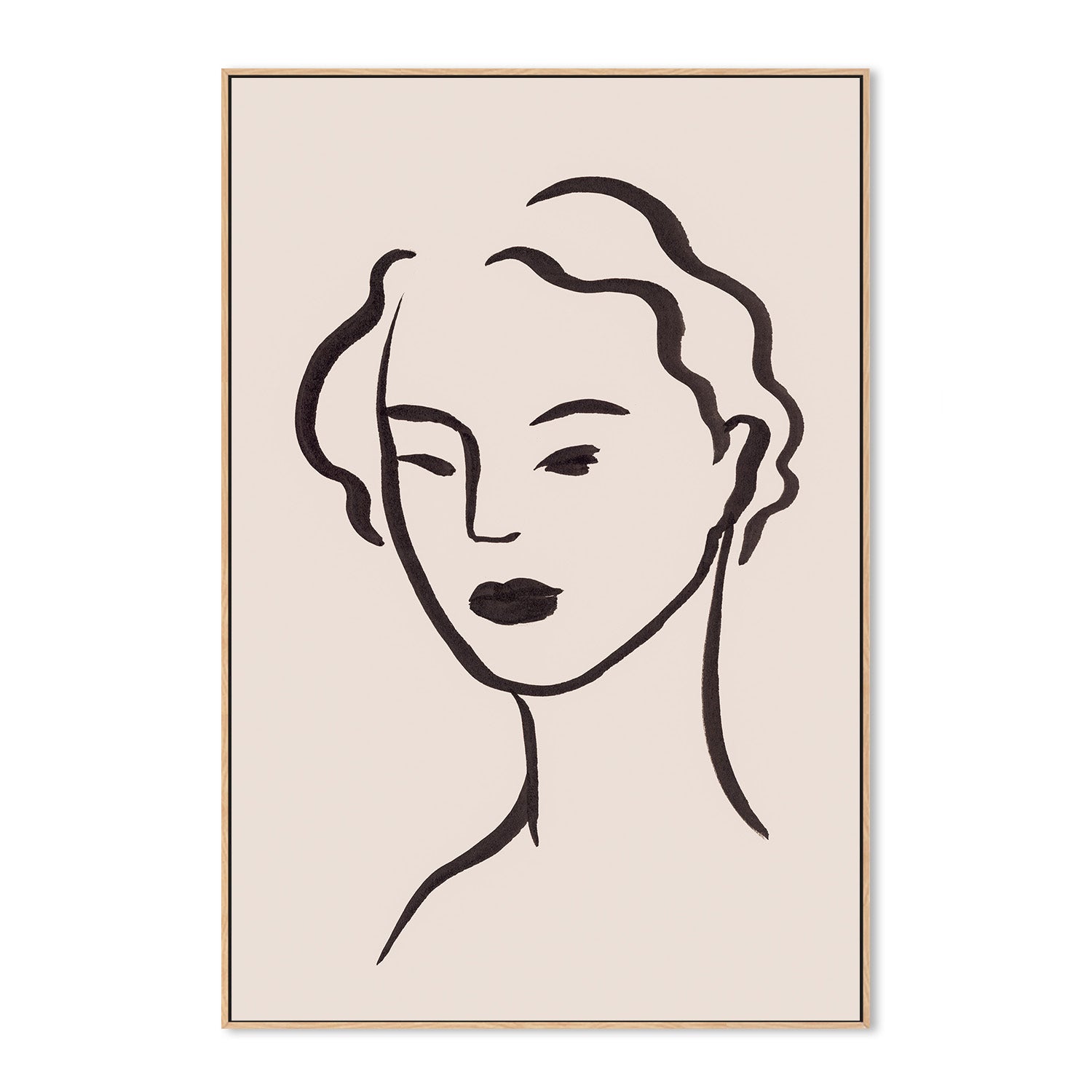 wall-art-print-canvas-poster-framed-Figurative Face Brown, Style A-4