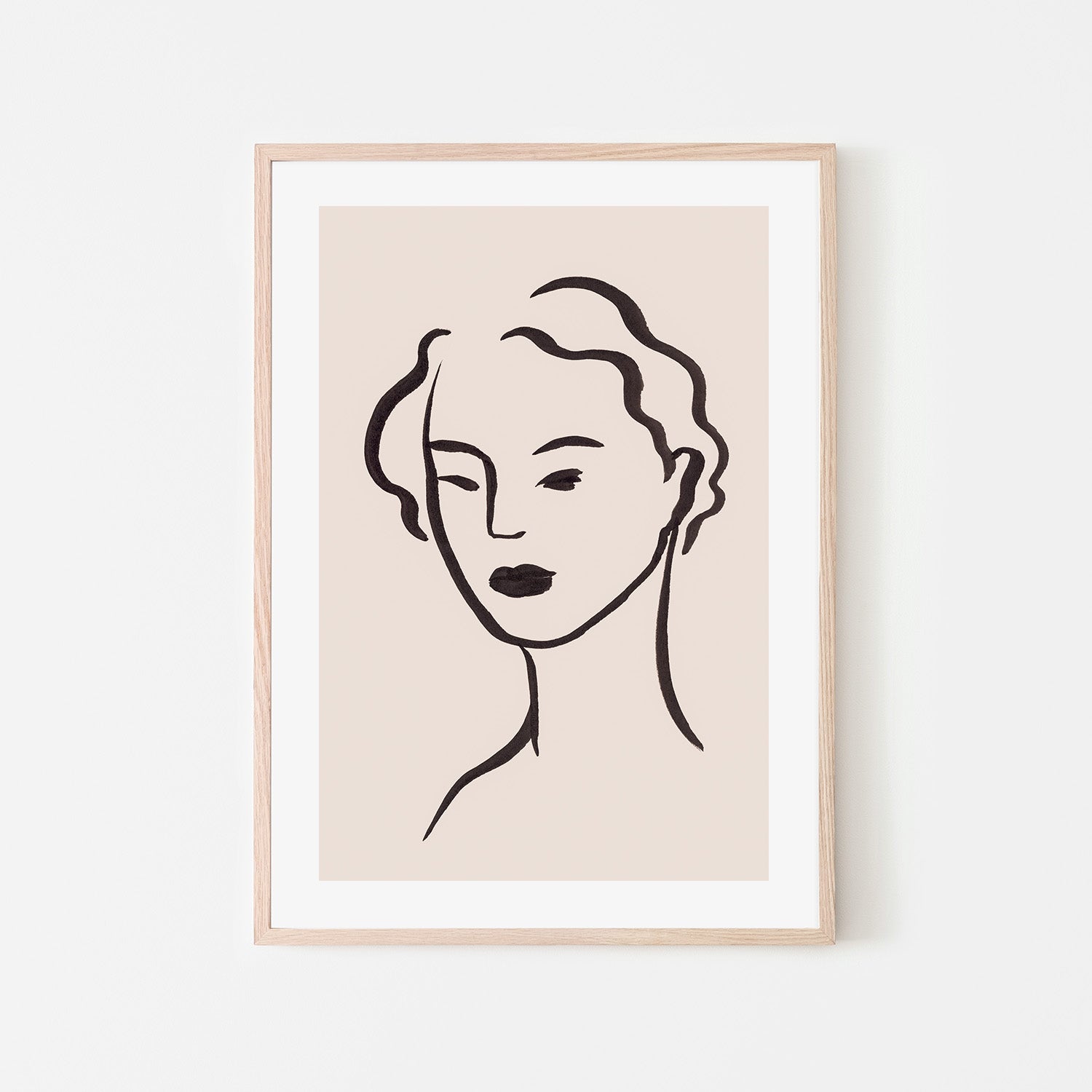 wall-art-print-canvas-poster-framed-Figurative Face Brown, Style A-6