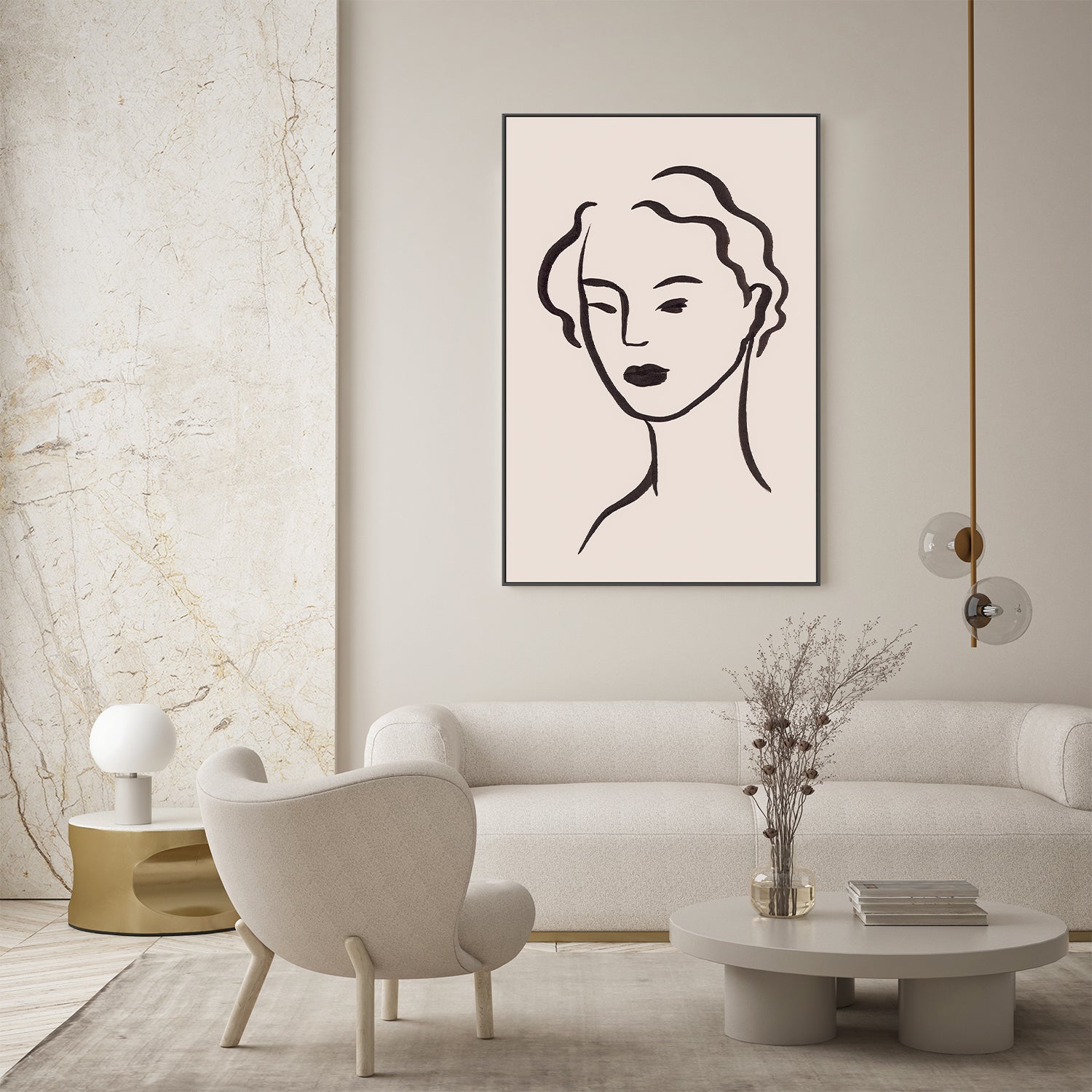 wall-art-print-canvas-poster-framed-Figurative Face Brown, Style A-7