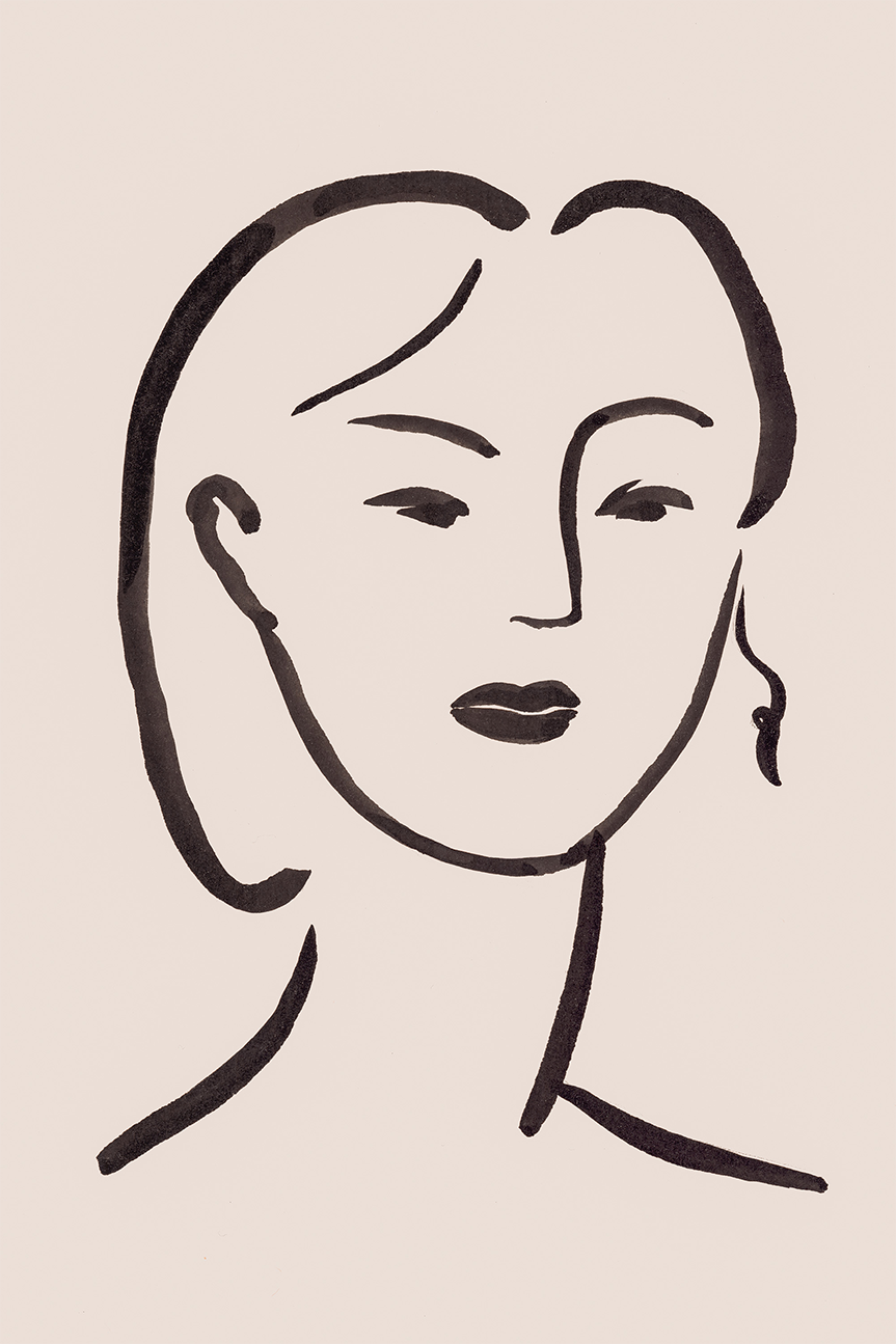 wall-art-print-canvas-poster-framed-Figurative Face Brown, Style B-1