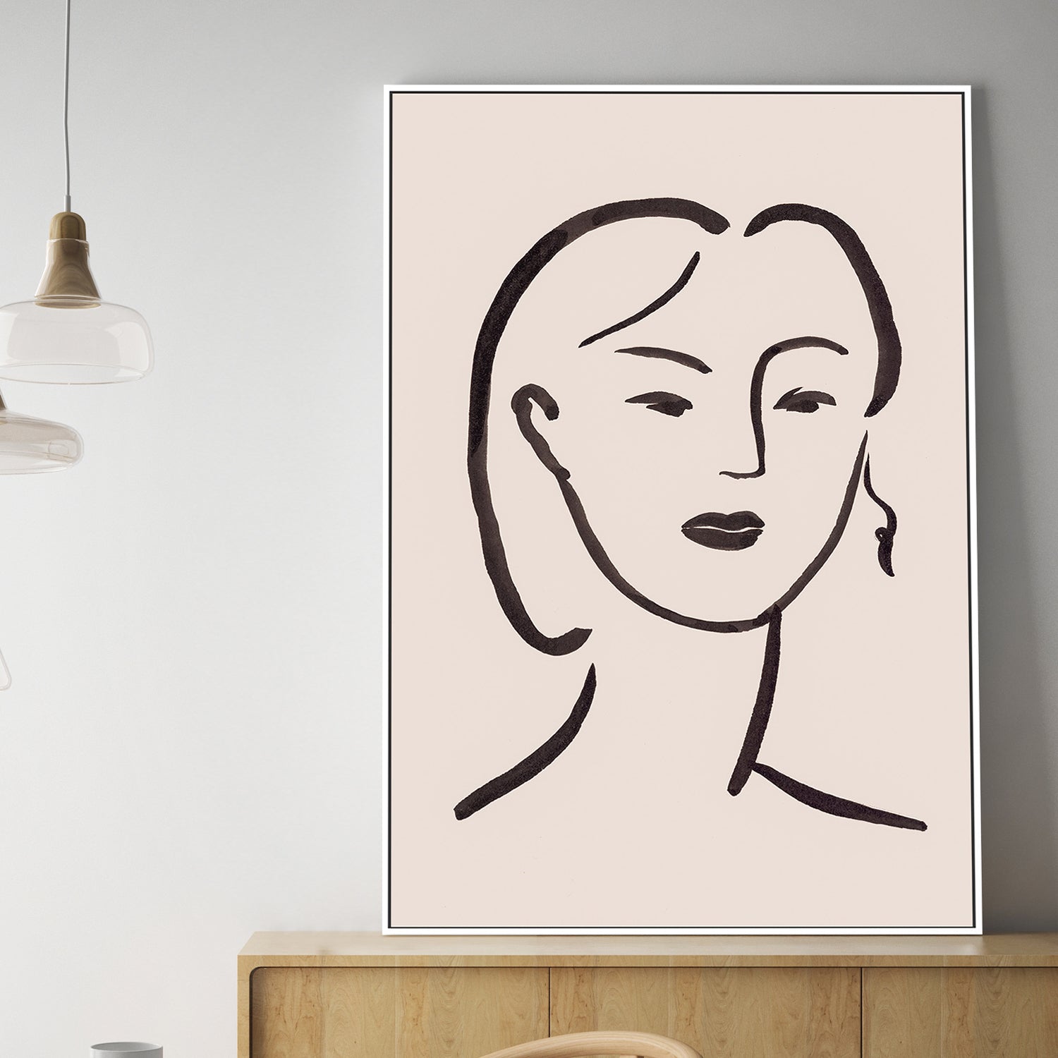 wall-art-print-canvas-poster-framed-Figurative Face Brown, Style B-2
