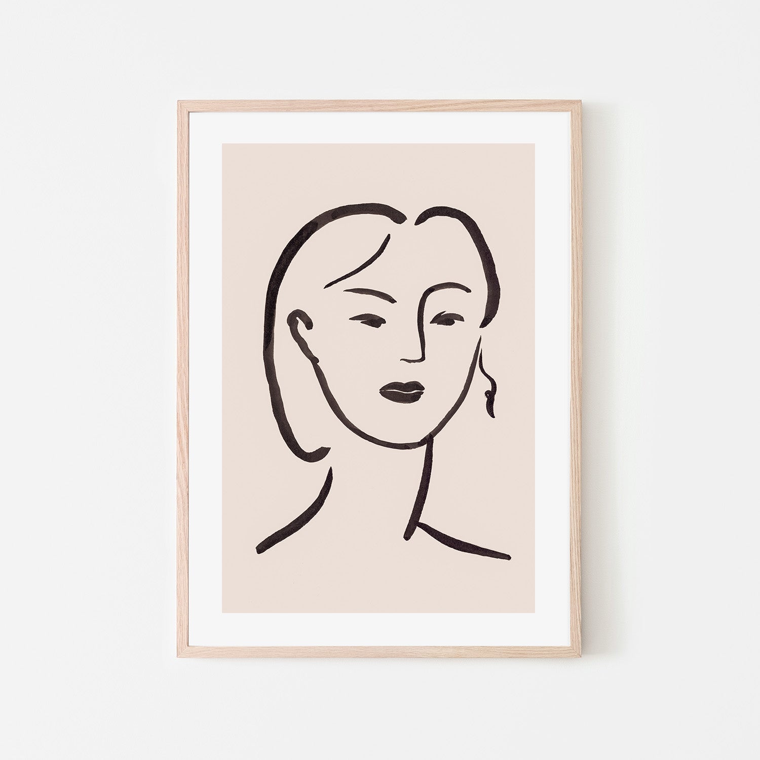wall-art-print-canvas-poster-framed-Figurative Face Brown, Style B-6