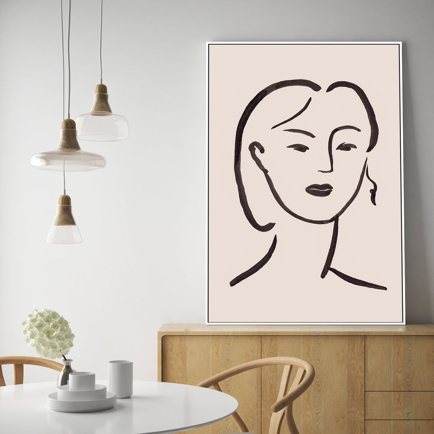 wall-art-print-canvas-poster-framed-Figurative Face Brown, Style B-7