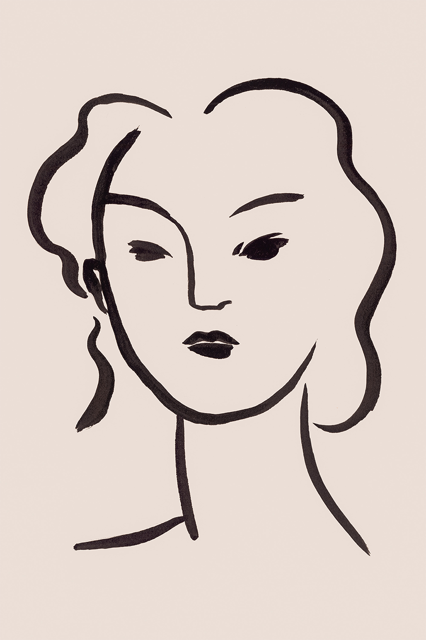 wall-art-print-canvas-poster-framed-Figurative Face Brown, Style C-1