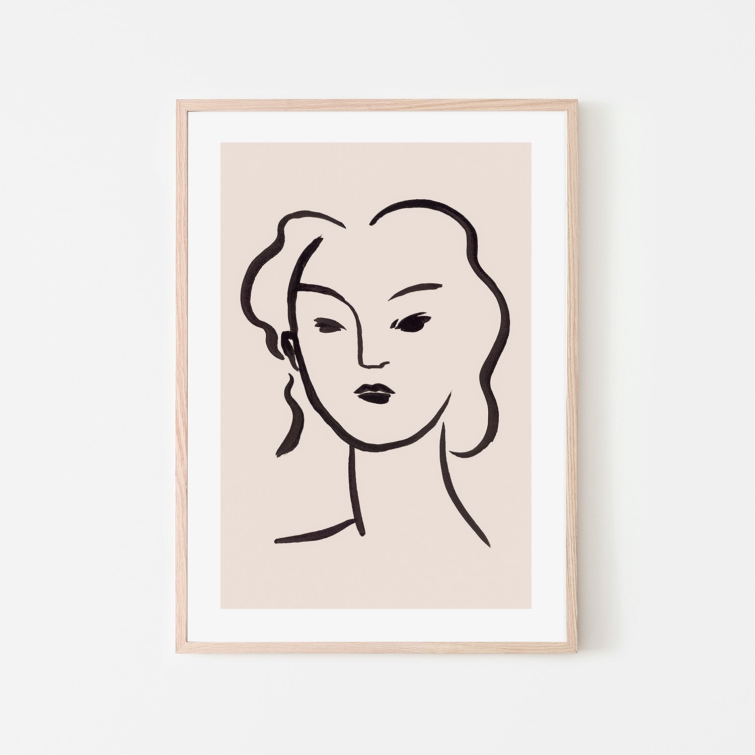 wall-art-print-canvas-poster-framed-Figurative Face Brown, Style C-6