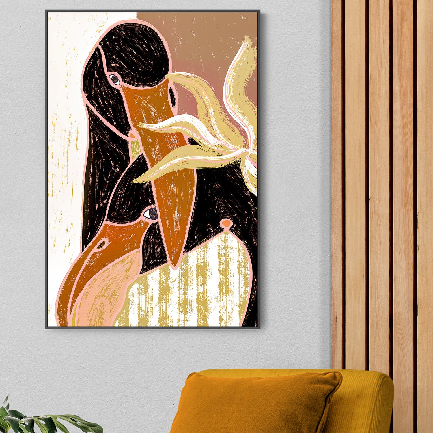 wall-art-print-canvas-poster-framed-Flamingo Harp Duet-2