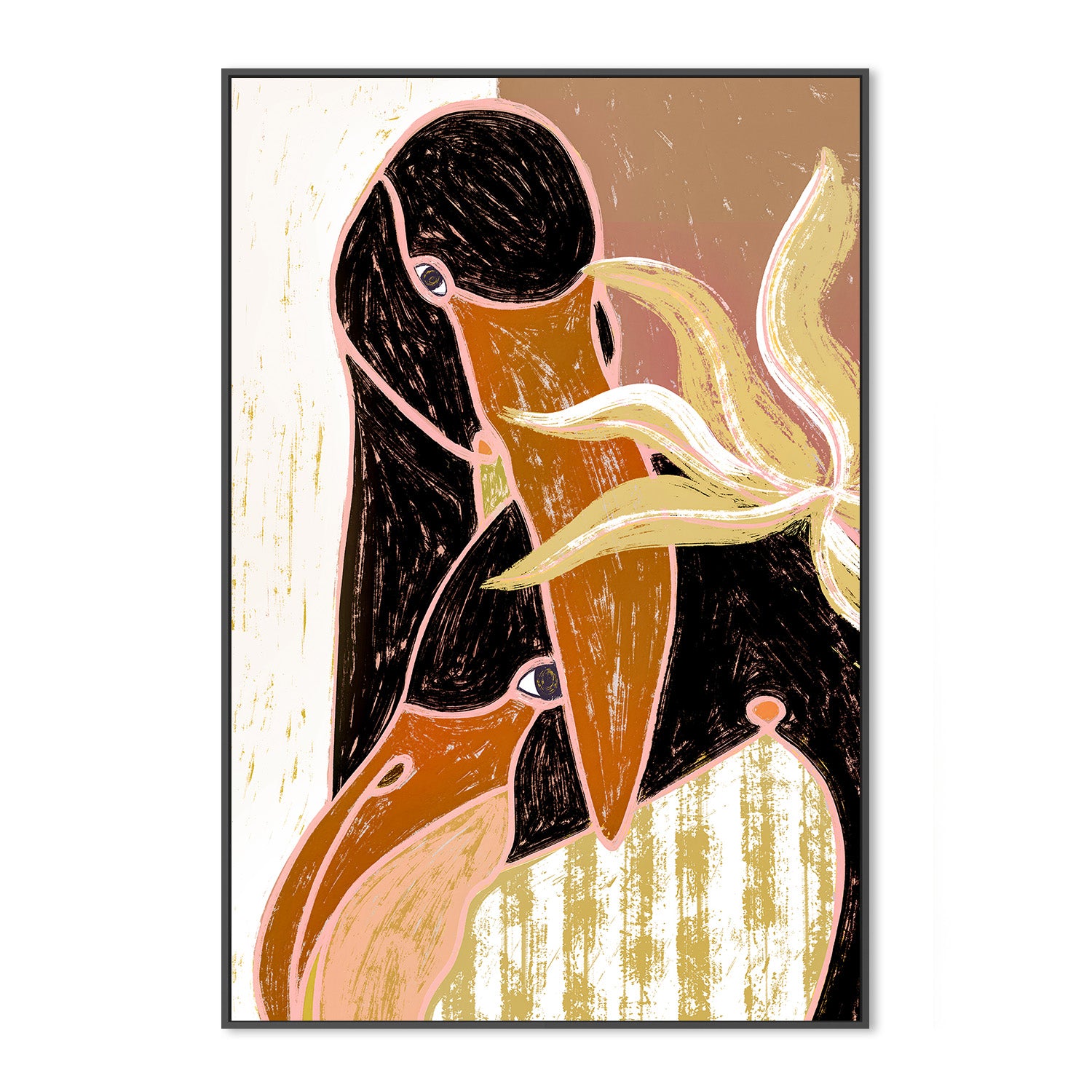 wall-art-print-canvas-poster-framed-Flamingo Harp Duet-3