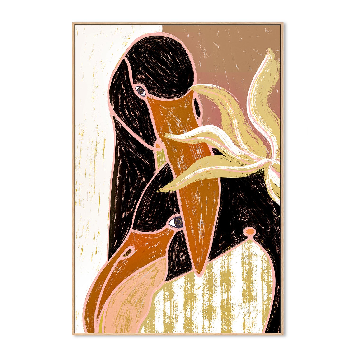 wall-art-print-canvas-poster-framed-Flamingo Harp Duet-4