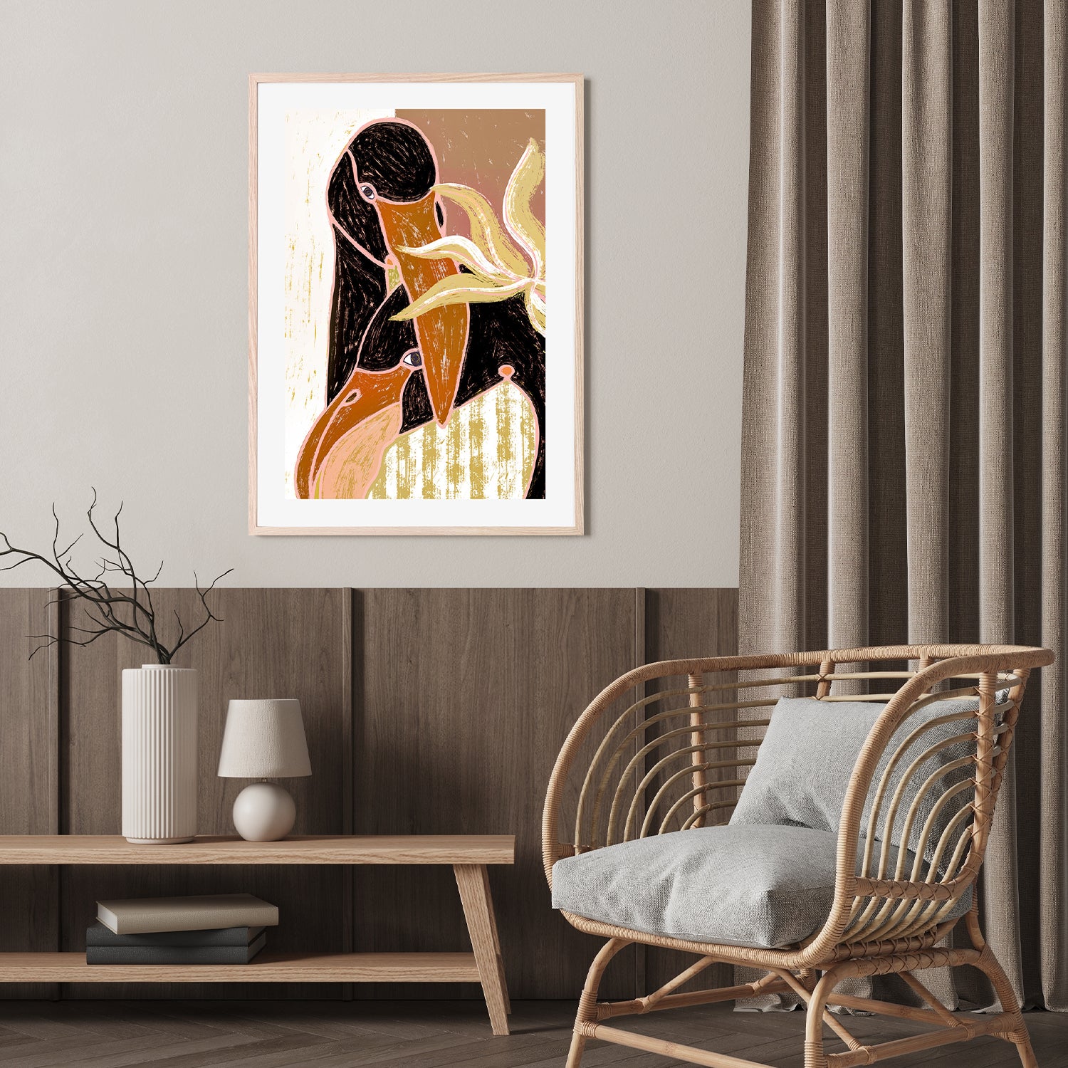 wall-art-print-canvas-poster-framed-Flamingo Harp Duet-9