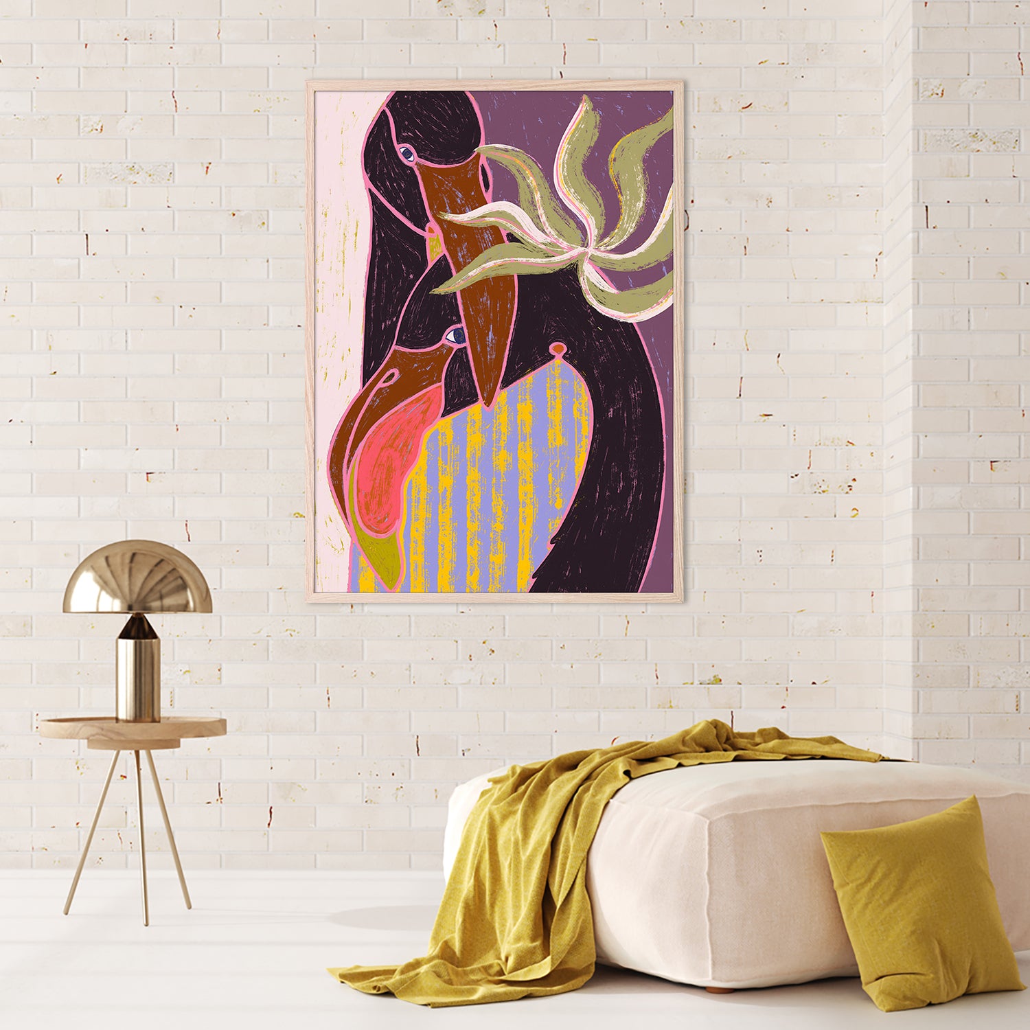 wall-art-print-canvas-poster-framed-Flamingo Harp Duet-9