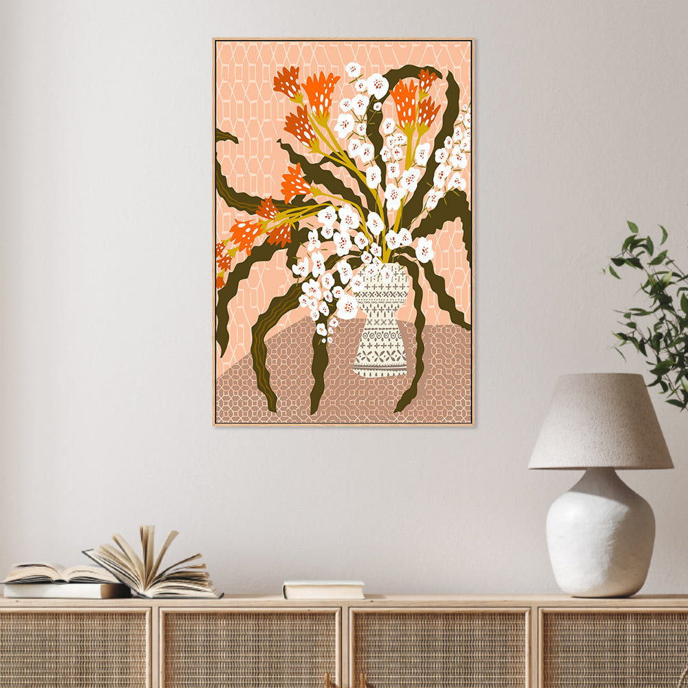Floral Contemporary Still Life Peach Fuzz,Wall Art Canvas Print,