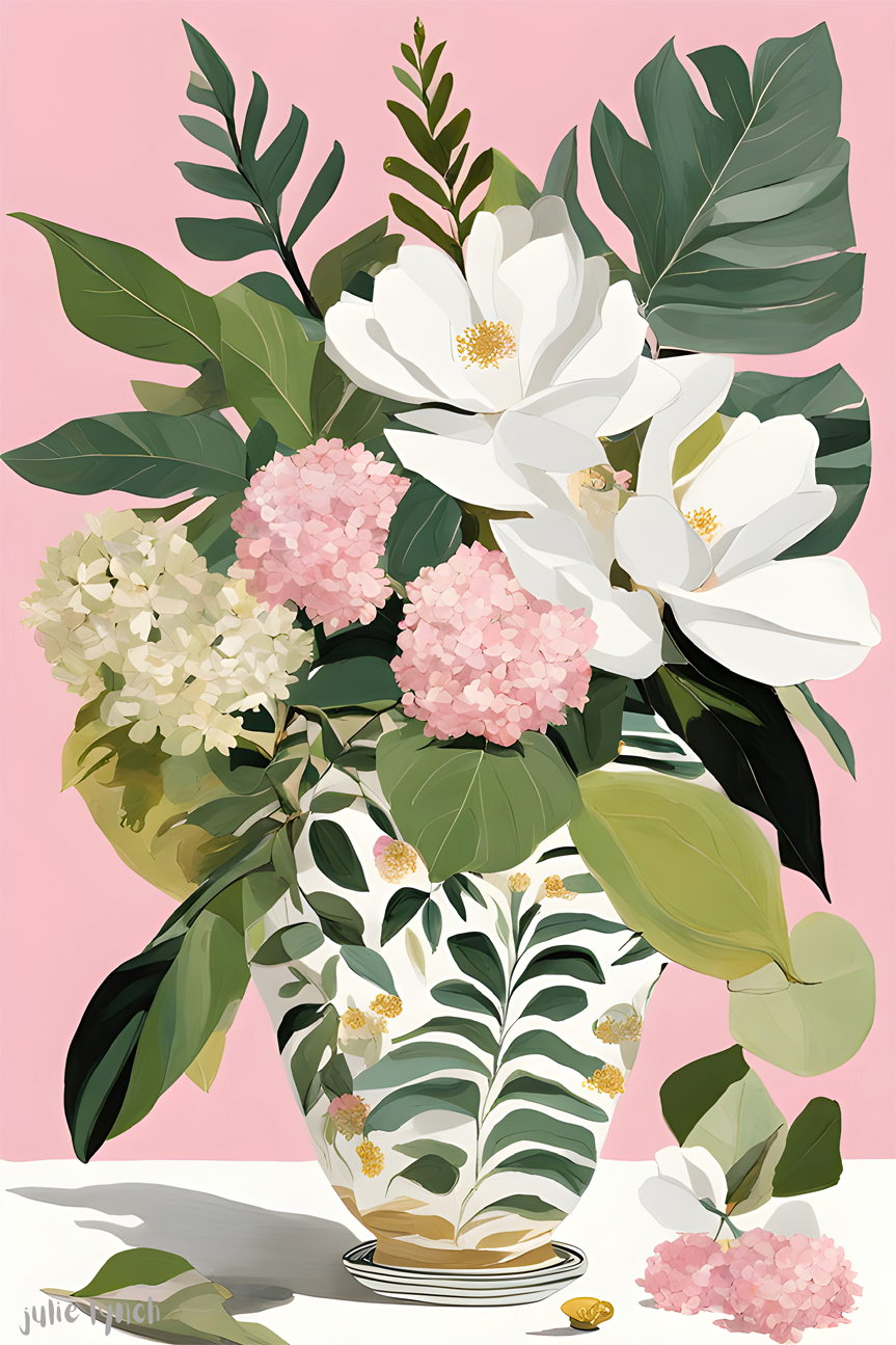 Floral Fusion , By Julie Lynch Wall Art Print Framed Canvas Poster